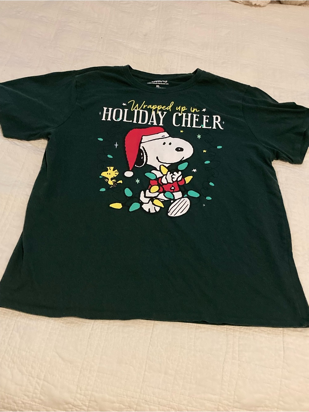 Peanuts Holiday Snoopy Tee - Dark Green with Red and White Accents